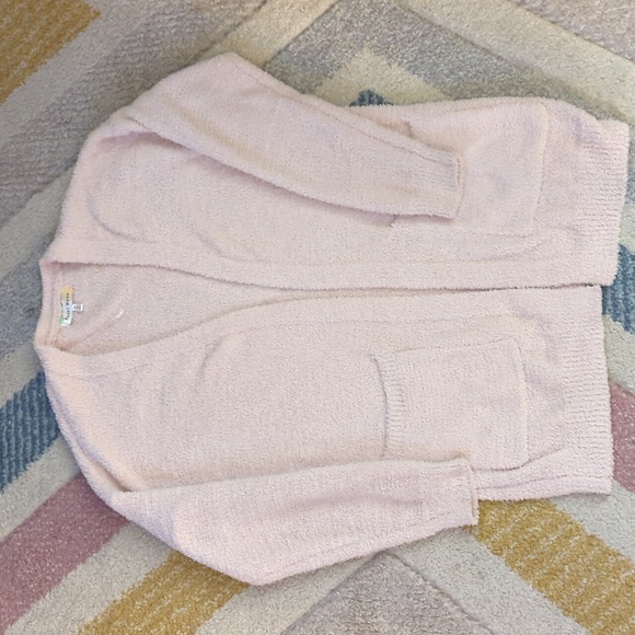 Light Pink Fuzzy Crop Top and Cardigan - Picture 3 of 9
